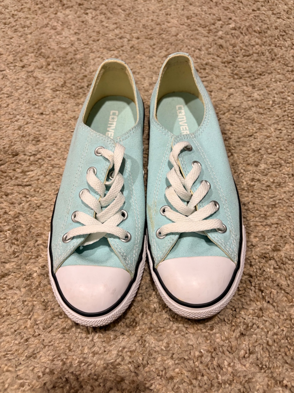 Converse Low Top Canvas Sneakers in Light Teal